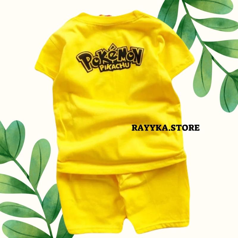 Product Introduction of Baju Pikachu anak laki laki setelan pokemon anak cewek ada topi untuk umur 1-10 Tahun laki-laki Perempuan Katun Parsel 3
