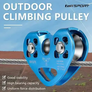 TaffSPORT Double Pulley Tandem Zipline Smooth Surface Aluminium 30kN zipline, climbing, atau rescue system - ZWA006