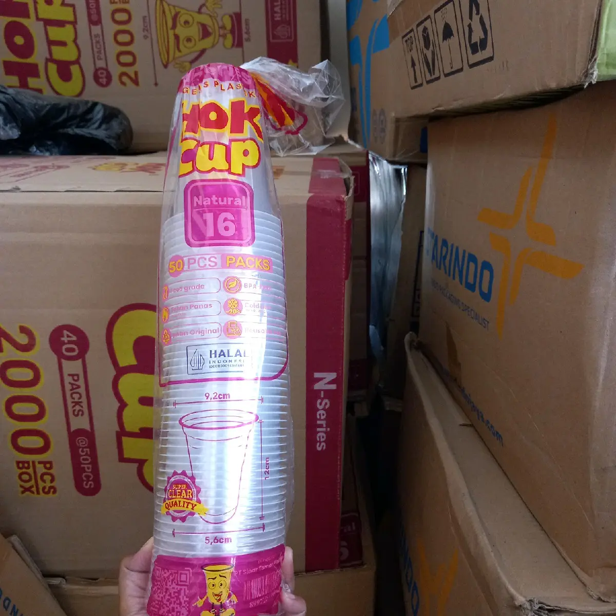 gelas cup POLOS ukuran 16oz merk hok isi 50pcs