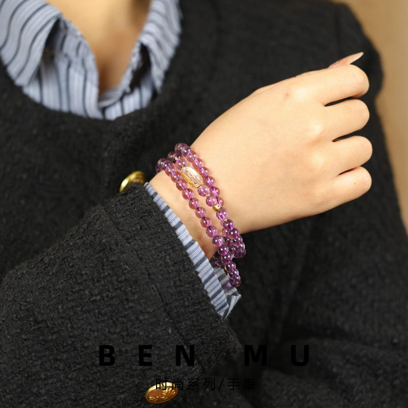 Product Introduction of [Benmu] Pink crystal design multi-circle bracelet X SASA 20250106-008F 0