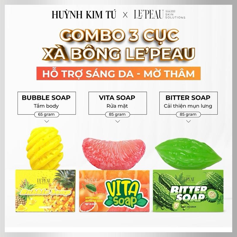  COMBO 3 SOAP - SOAP KHÓM - SOAP BƯỞI - SOAP KHỔ QUA Xà Bông Tắm Dành Cho Mặt   85gram   Và Body   65gram   - LE’PEAU 
