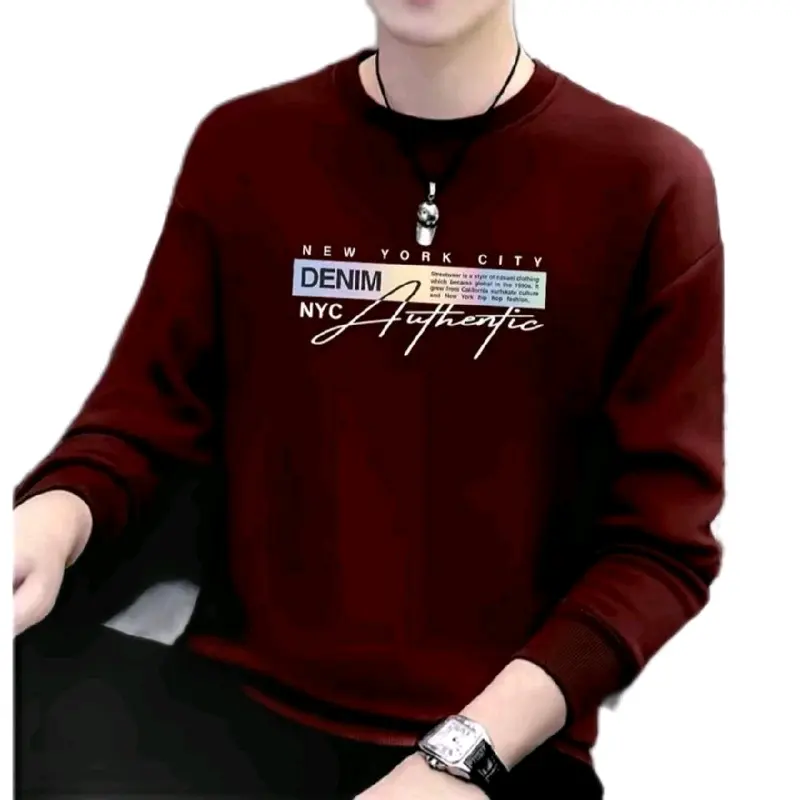 Gratis Ongkir - Pengiriman Cepat - COD Kaos Pria Dewasa Lengan Panjang Katun Combed Distro Keren - Pendek, Atasan, Kaos, Polos, Cowok, Sablon - Wanita Kain Lembut Maroon Nyaman Santai Oversize 1