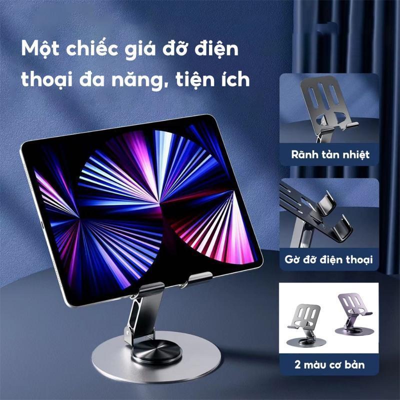 Giá Chân Đế Điện Thoại Bằng Hợp Kim, Giá Chân Đế Để Bàn Có Thể Xoay 360 Độ Và Có Thể Gập Lại Cho Điện Thoại Di Động / Máy Tính Bảng