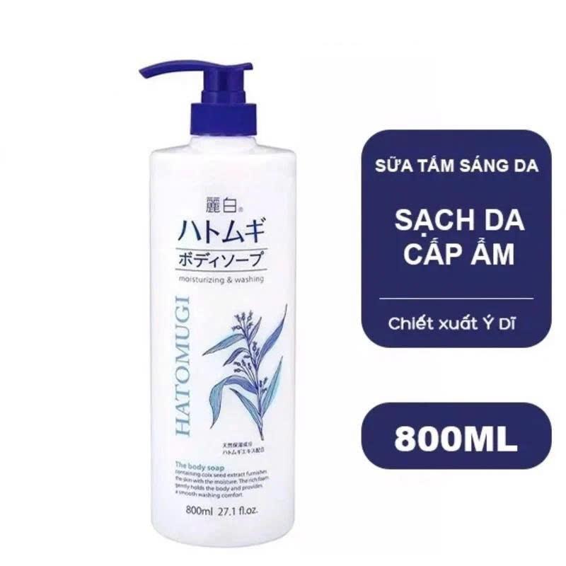 Sữa Tắm Dưỡng Ẩm Trắng Da Chiết Xuất Ý Dĩ Hatomugi Moisturizing Nhật Bản chai 800ml