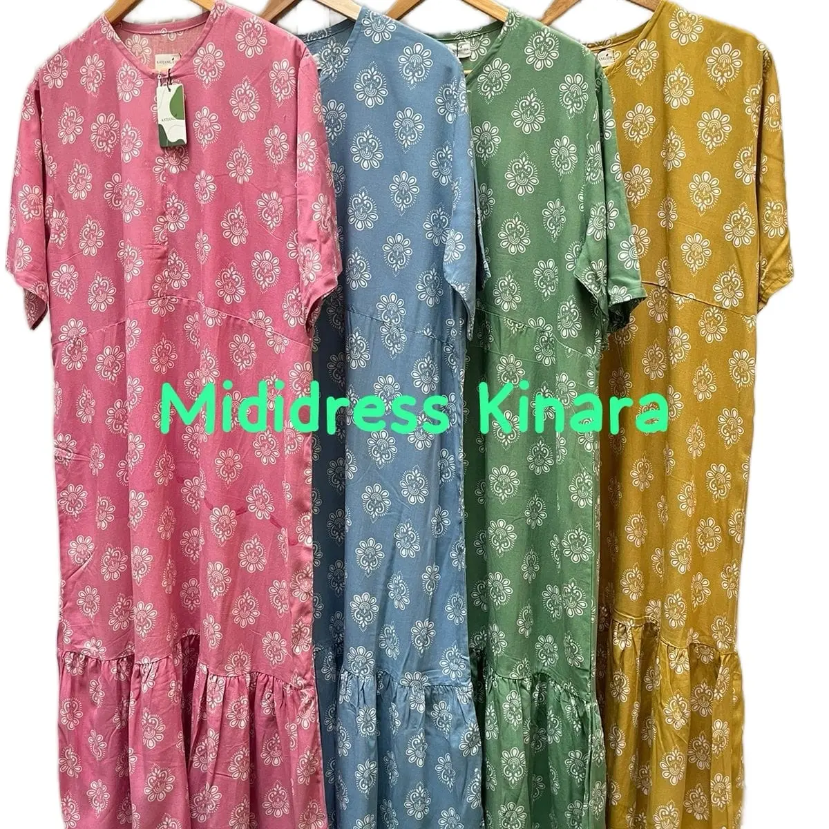 Midi dress bunga warna segar