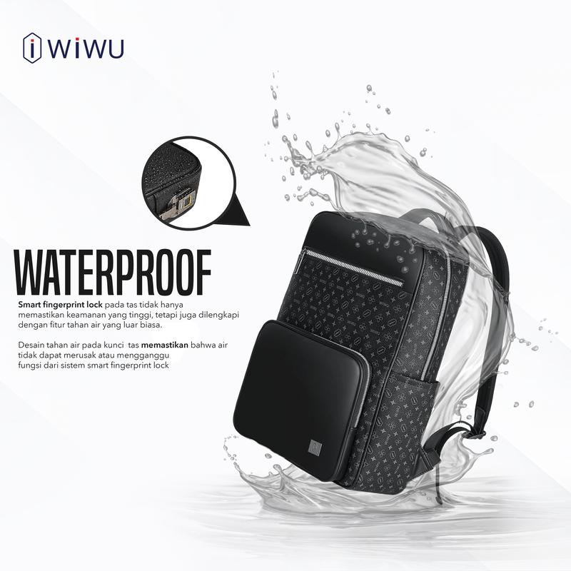 Wiwu Tas Ransel Master Backpack Laptop Fingerprint Lock Waterproof Bag Pria Hitam 6