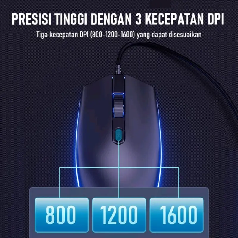 ROBOT M130 Wired Mouse Computer PC/Laptop | Corolful LED 3 Kecepatan 1600DPI 3