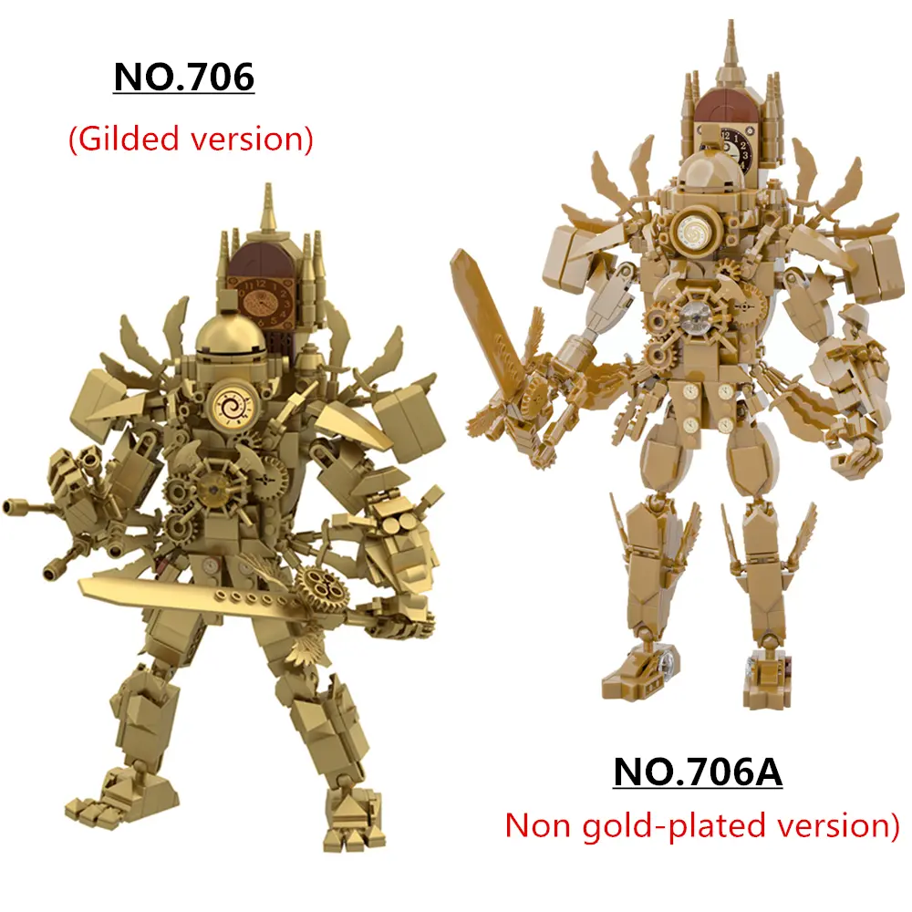 Bộ Khối Xây Dựng Nhà Vệ Sinh Skibidi, Dòng Titan MOC, Người Đàn Ông Đồng Hồ Vàng Sáng Tạo Với Thanh Kiếm, Gạch Tự Làm, Đồ Trang Trí Mô Hình Đồ Chơi Cho Trẻ Em, Thích Hợp Làm Quà Tặng Giáng Sinh Và Sinh Nhật, 2.0 M