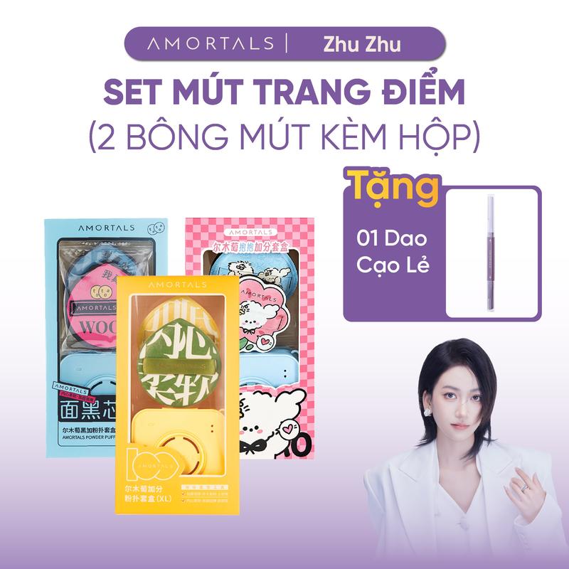 《AMORTALS X ZhuZhu》Set Bông Mút Trang Điểm Amortals 100 Bông Mút Tán Nền Mềm Mịn Chống Hút Kem Cố Định Lớp Nền Đàn Hồi Cao Mút Đánh Cushion Tiện Dụng Dễ Dùng Không Kén Da Chuẩn Makeup Artist Phù Hợp Học Sinh Người Mới Makeup Kèm Cọ Hoặc Hộp Đựng