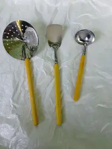 MURAH SPATULA SET / 1 SPATULA BUNTU 1 SPATULA LUBANG 1 SEROK KECIL GAGANG KUNING