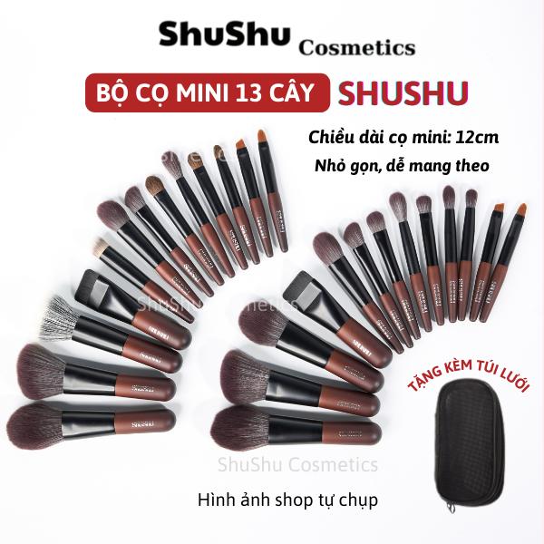 Bộ Cọ Trang Điểm Mini 13 Cây SHUSHU Bộ Cọ Makeup Cá Nhân Thân Gỗ Chắc Chắn Kèm Theo Túi Đựng Tiện Lợi SHUSHU COSMETICS