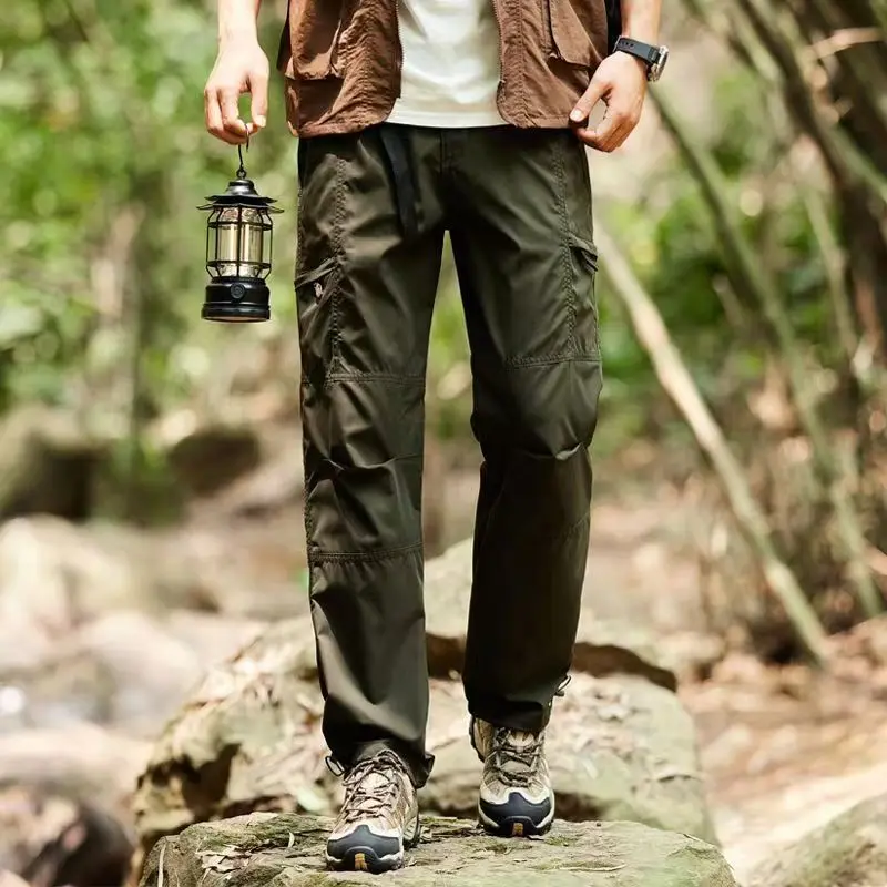 Men's quick drying cargo pants Men's American style trendy loose fitting cargo pants Men's fashionable and trendy casual pants Men's outdoor hiking and mountaineering pants Men's windproof and waterproof paratrooper pants Men's Summer Mountaineering Pants