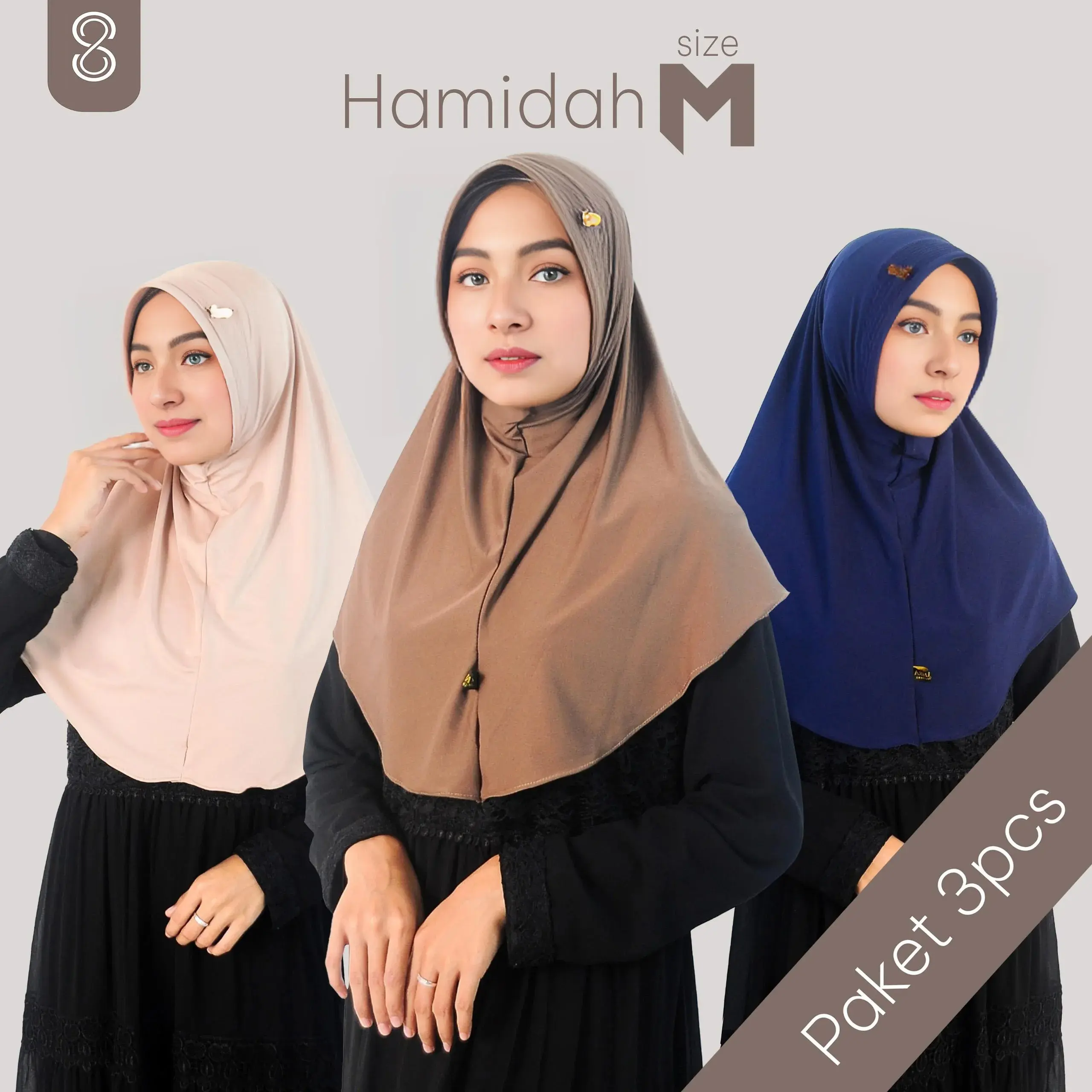 PAKET 3 PCS HAMIDAH size M/3 pcs sport size m bergo