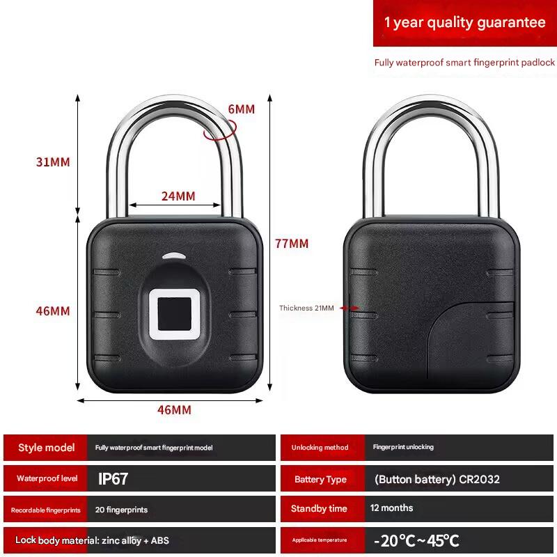 Smart Fingerprint Padlock – Outdoor Waterproof and Rustproof, Smart Electronic Lock for Gates, Cabinets, and Anti-Theft Use