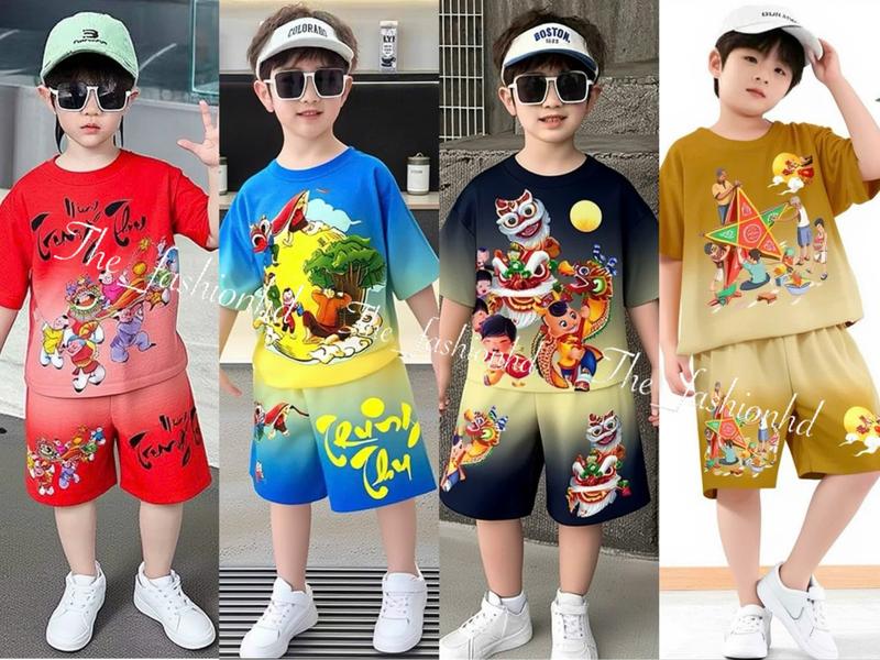 Bộ Cộc Mặc Dịp Tết Trung Thu Tết Nguyên Đán  Cho Bé Trai Bé Gái Chất Thun Lạnh Thái ezi 10-45 kg ( có bán lẻ 1 bộ )