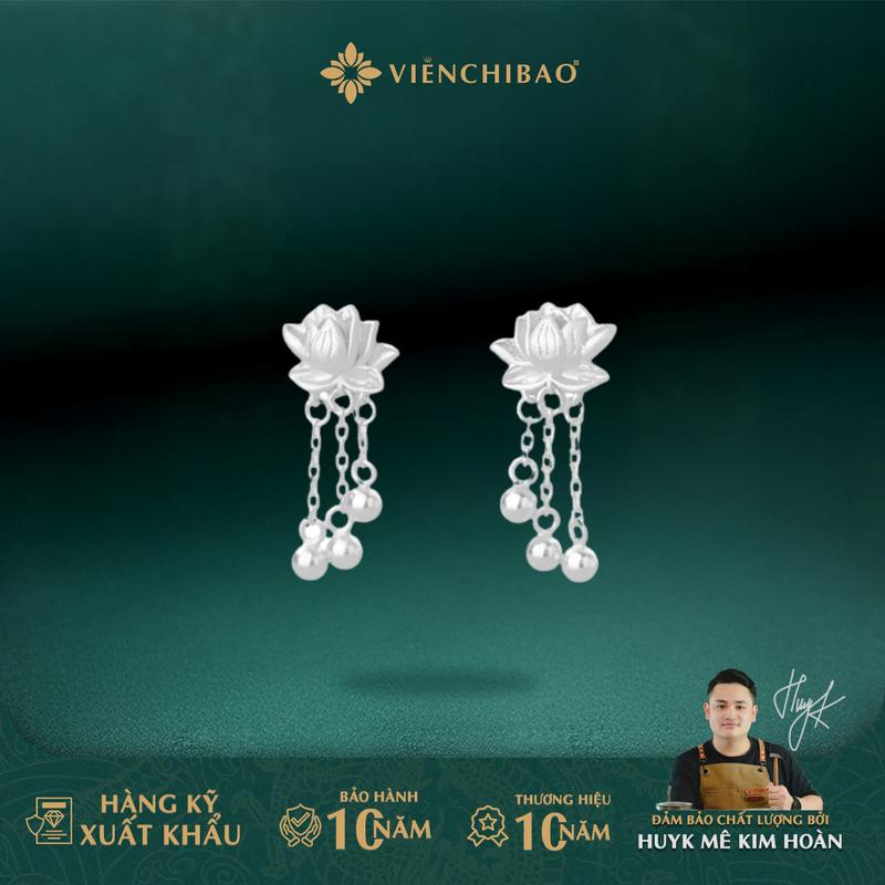 HuyK Viễn Chí Bảo - Bông tai hoa sen - Chất liệu bạc 999 - B400068