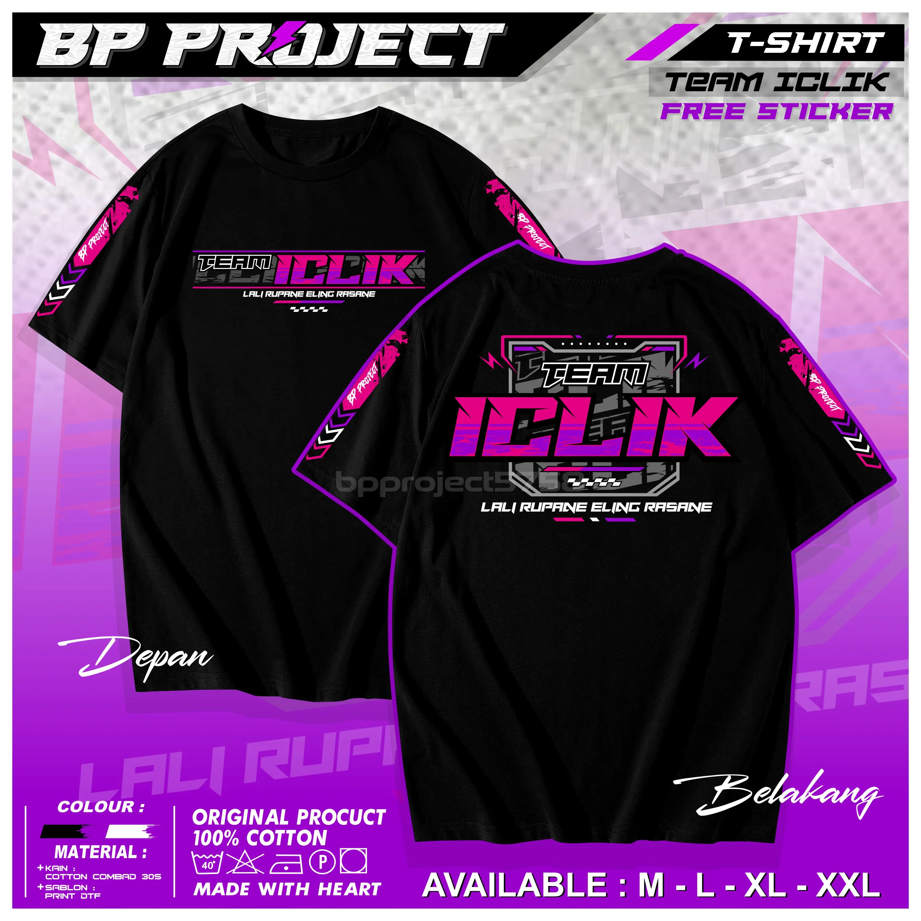 Kaos Distro TEAM ICLIK Lali Rupane Eling Rasane Unisex Pria Wanita - Kaos Kata Kata Team Iclik Cutton Combed 30S - Keren, Oblong