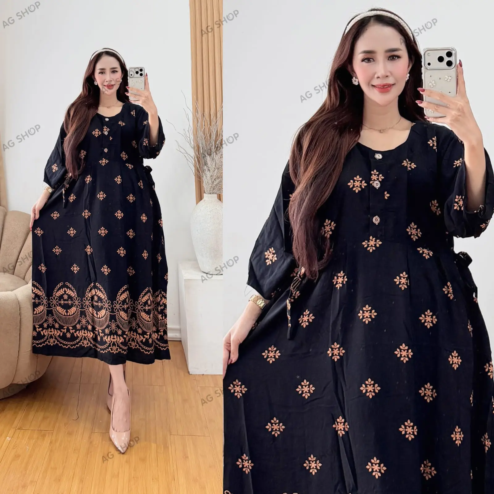 Daster Chibi Murah Ukuran Jumbo Bisa Buat Wanita Bumil Busui LD 120 Dengan Lengan 3/4 Motif Terbaru Kekinian Kancing Rayon Ibu Hamil