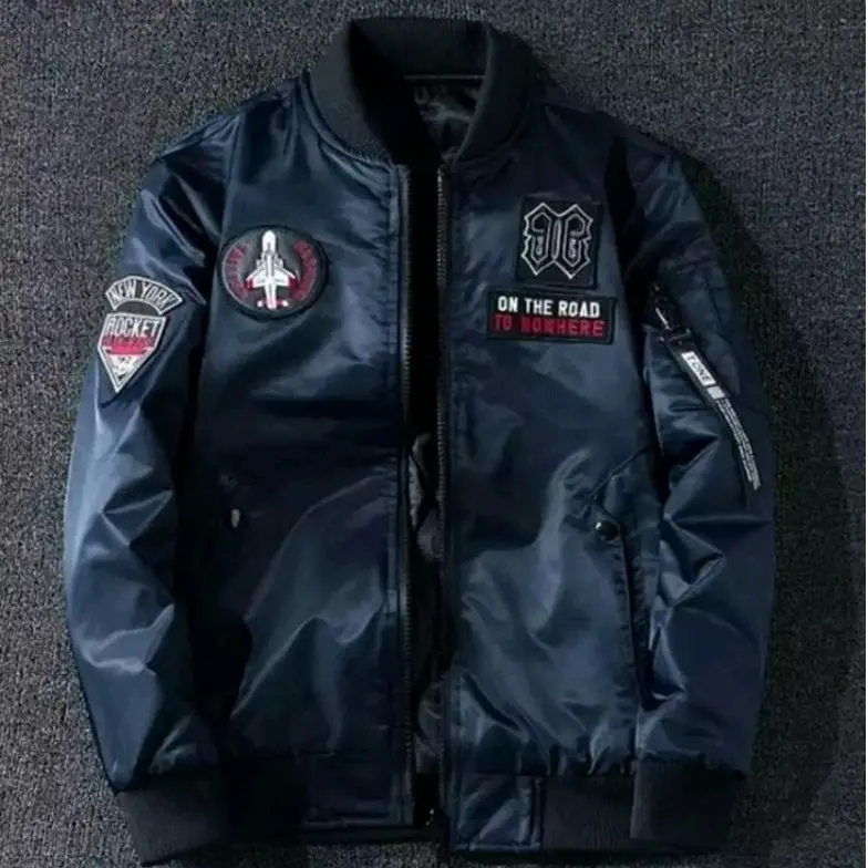 Jaket Bomber Pria Bordir ON THE ROAD vintage gunung