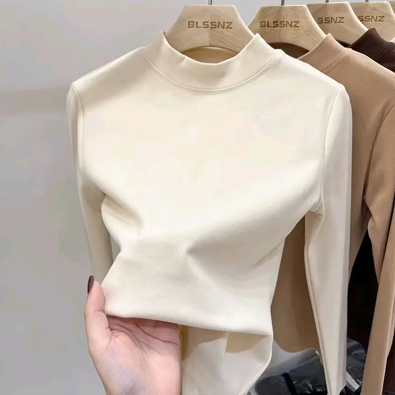 Atasan Wanita Kaos Manset Lengan Panjang Setengah Turtle Neck Top Model Classy & Santai Polos All Size - Oversize - Kerah, Baju, Tangan Katun T-Shirt Oblong Basic Hitam Simple - Pendek Cewek Tee Casual Formal Putih Rayon Stretch 7