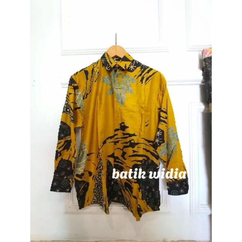 Tunik Batik Modern Wanita Lengan Panjang Puffy Shoulder Tunik Mustika By Batik Widia Katun Motif Seragam Kerja 8