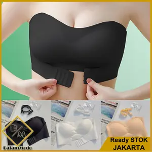 BATAMMODE Bra Kemben Wanita Bahan Ice Silk Adem Tanpa Kawat Bandeau with Straps Backless Strapless