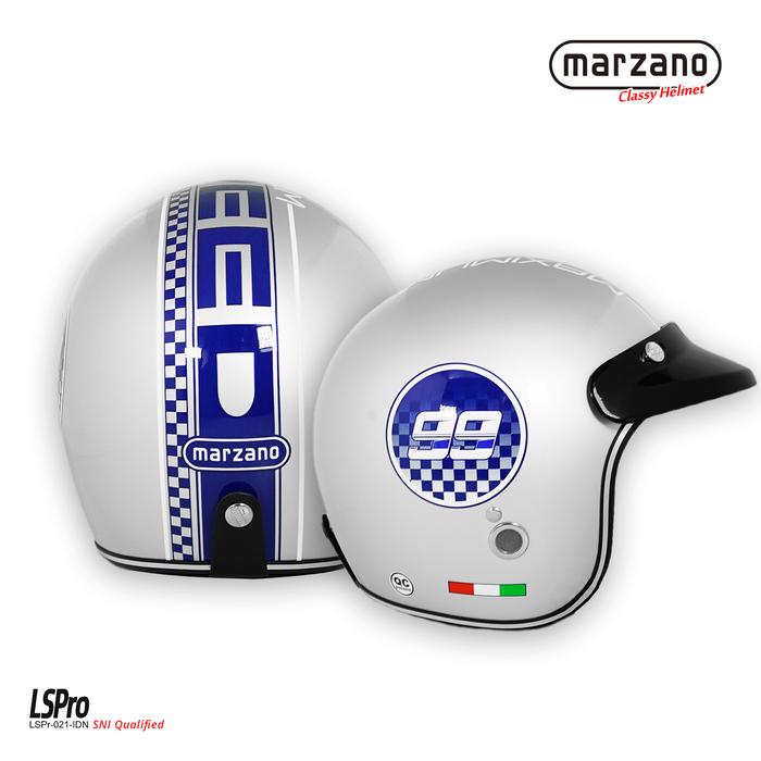Gambar Helm Retro/Bogo Marzano Maximum Speed Silver - S dari Marzano Official Store Kota Administrasi Jakarta Timur Tokopedia