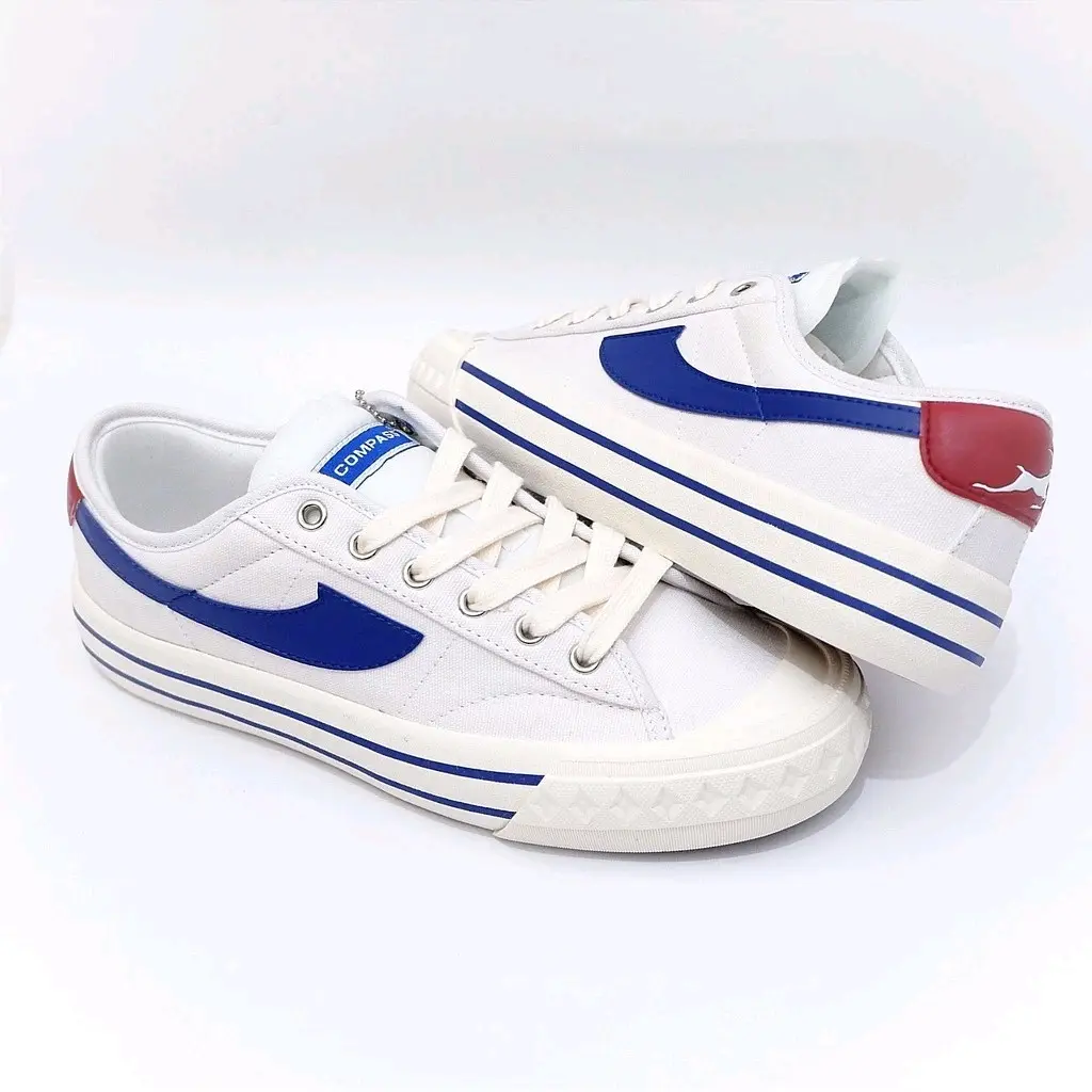 Sepatu Compas Gazelle Retrograde Putih Biru Sneakers Casual Shoes Pria Wanita Canvas Kualitas Premium Karet