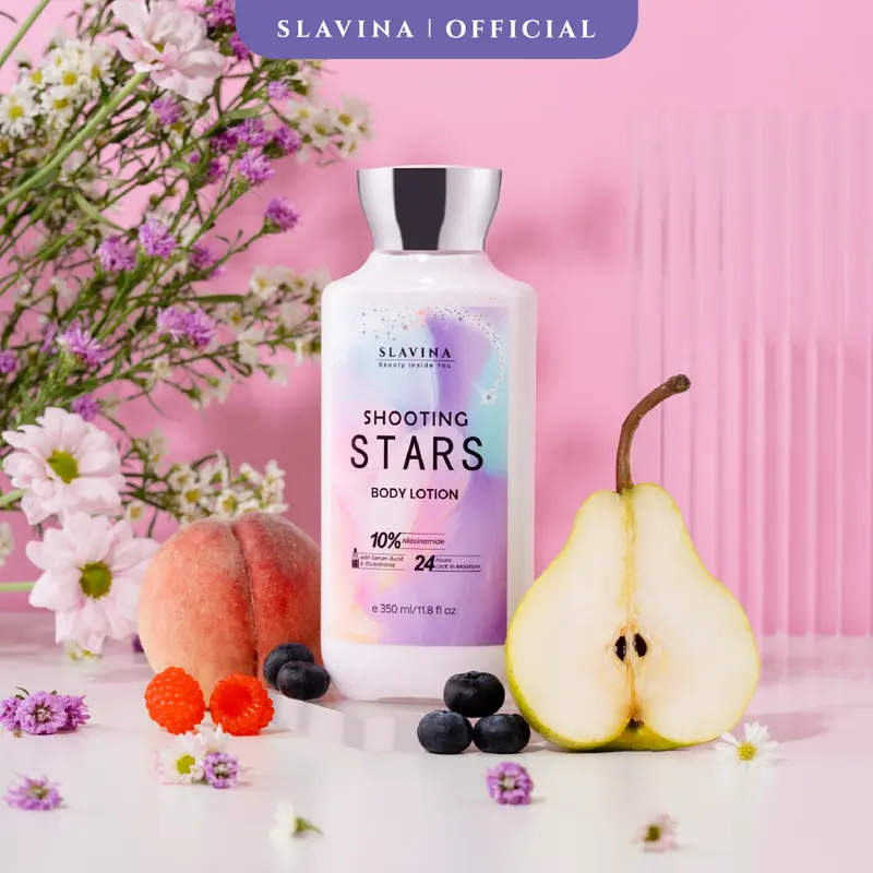 SLAVINA Body Lotion Red Opium + Shooting Stars (Mysterious Girl) by Nagita Slavina - 10% Niacinamide with Serum Burst Glutathione Moisturizing Whitening 5