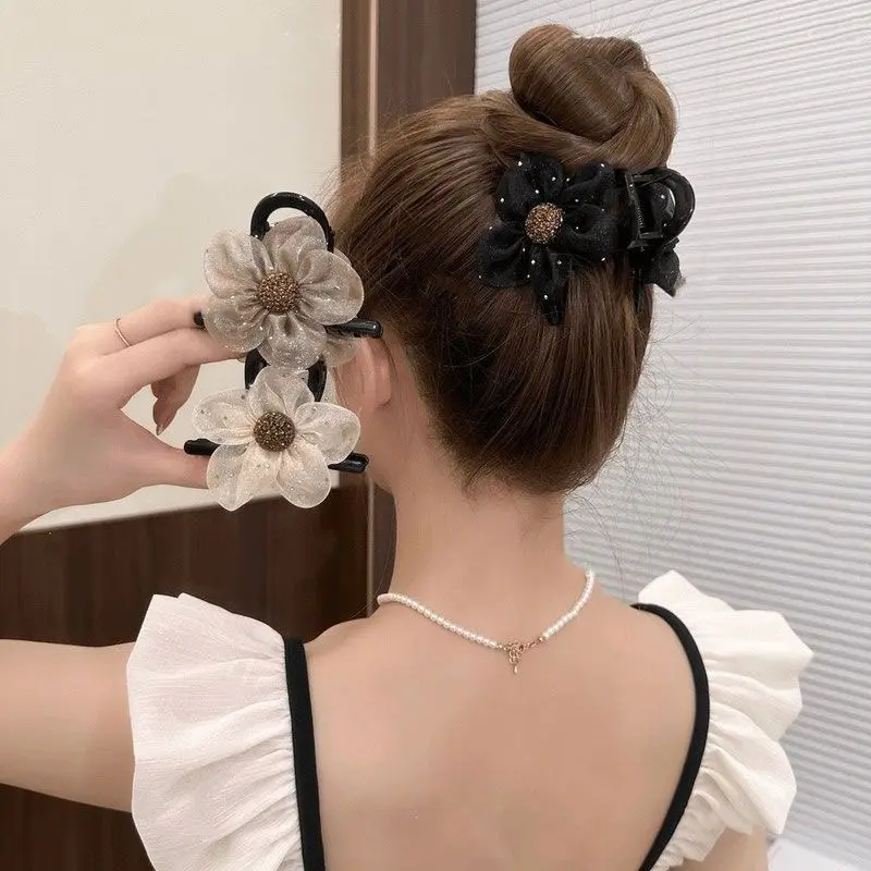 Kẹp Hoa Hướng Dương, Chất Liệu Gạc, Thanh Lịch, Phụ Kiện Tóc Nữ Kẹp Đầu Búi Tóc, 8cm