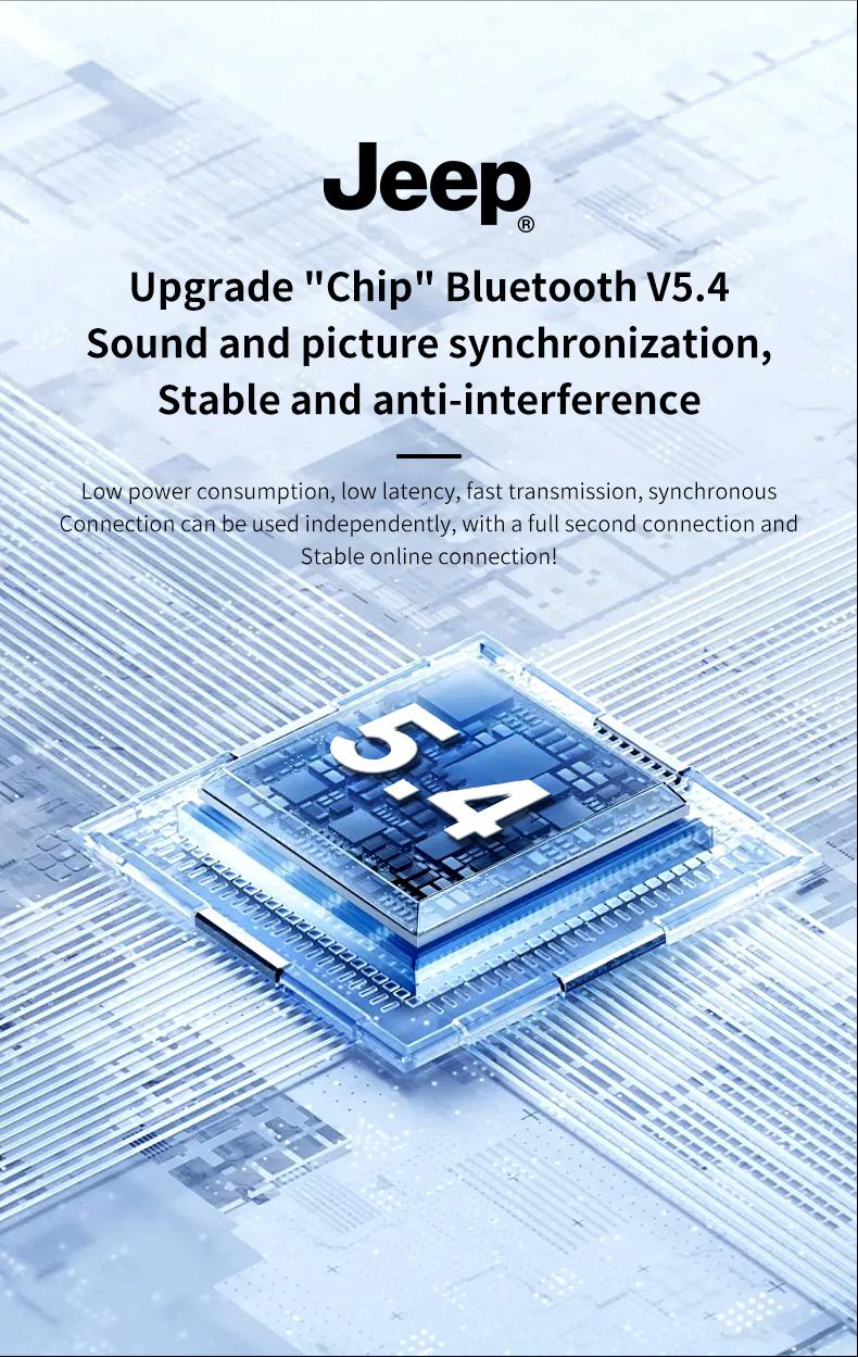 Jeep EW130 TWS Wireless Earbuds Bluetooth 5.4 Gaming Earphone Deep Bass Baterai Ekstra Besar Dengan fungsi Pengisian Terbalik IPX5 Waterproof Sports Headset with Mic