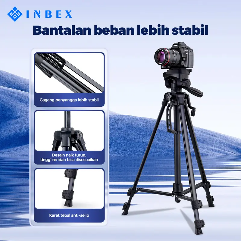 【K】【Beli 1 Gratis 4 】【24H shipping】【warranty 30 HARI】 INBEX Upgraded 3520 Dual Level Tripod Black+black storage bag+INBEX Bluetooth Remote Control/Remote Selfie Shutter /Wireless Remote for Android IOS Smartphone Aluminium Hitam 3
