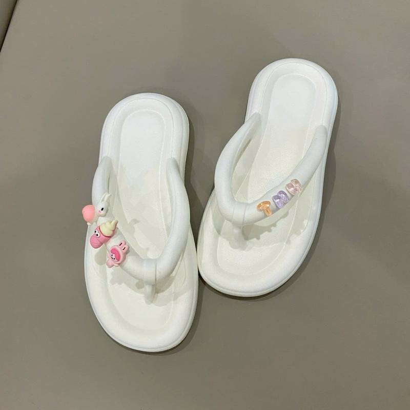 DÉP TÔNG Phong Cách Mới xỏ ngón đính kèm charm Chữ theo yêu cầu DéP Nam NỮ đi biển mùa hè