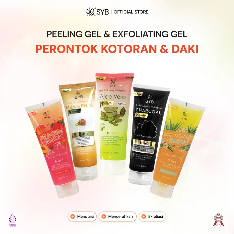 【SYB Facial Glowing Peeling Gel】- Gel Eksfoliasi [Available in 3 varian : Aloe Vera - Milk & Snail - Charcoal] 0