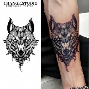 Hình Xăm Tạm Thời, Hình Xăm Sói, Không Thấm Nước, Chống Trơn Trượt, Kéo Dài Trong 15 Ngày. Miếng Dán Hình Xăm
