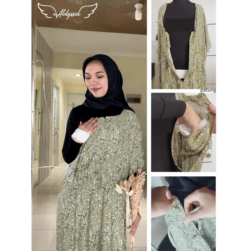 Maternity Dress 3 in 1 Zaynab Series |  Daster Infus  Lahiran Hamil Menyusui Bumil Busui | Nursing Wear | Nursery Dress| Baju Melahirkan Jumbo Kancing Bahu Bukaan Atas Semata Kaki Tali Depan Cantik Kekinian Rayon Premium Kehamilan Katun Nyaman Multipak 0