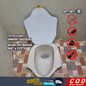 Tutup Closet Jongkok Universal Warna Putih Estetik dan Ekonomis dengan Gagang Semua Merk + Free Gantungan Besi Tempel Dinding