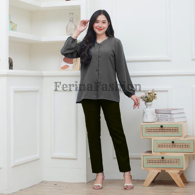 Bilenza Blouse Atasan Wanita Polos Bahan Crinkle Premium 2