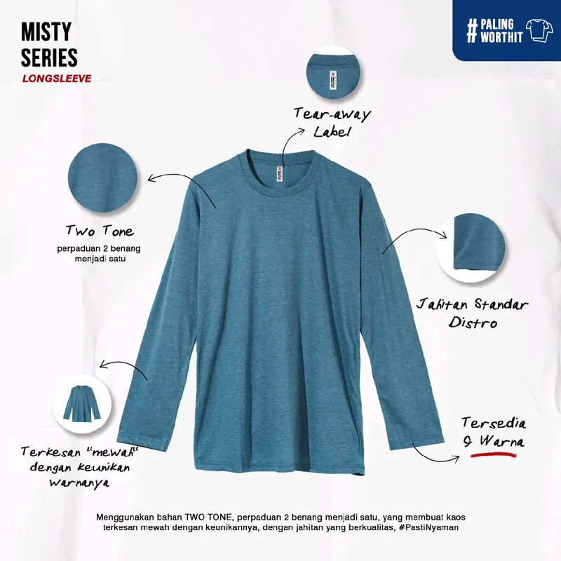 Kaos Lengan Panjang Twotone Misty Pasti Beda Pasti Eksklusif 2