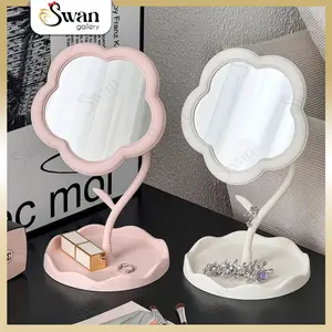 Cermin Bentuk Bunga Meja Rias Korea Aesthetic Kaca Make Up Beauty Premium Fashion Wanita Mirror Flower Rias Wajah Bisa Diputar
