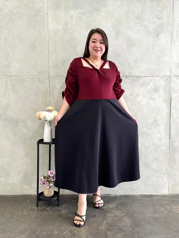 Madame Bigsize Code 1000 Dress Scuba Panjang Smoke Jumbo Plus Size Wanita 0