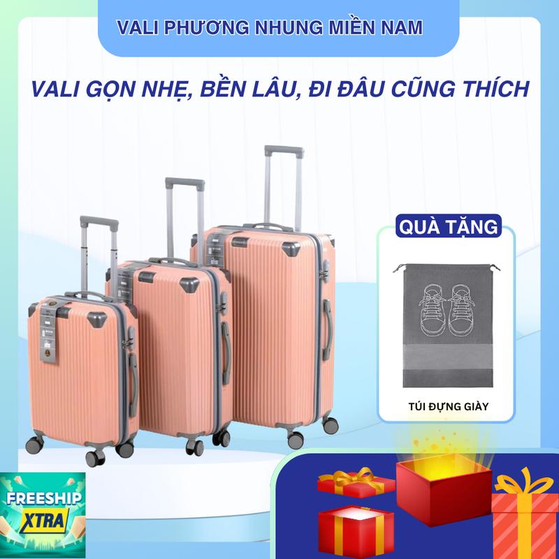 Vali AL01-Tặng Túi đựng giày Vali nhựa dẻo ABS+PC chịu lực tốt kết hợp khoá kéo và khoá số bánh xe xoay 360 độ Hàng lỗi đổi mới trong vòng 7 ngày BH phụ kiện 2 năm