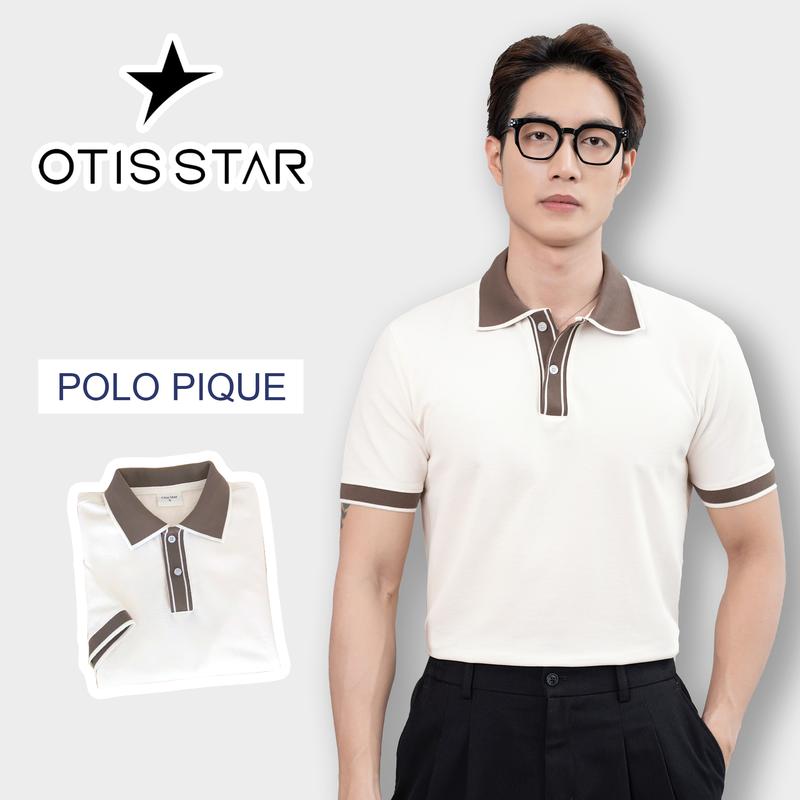 Áo polo cao cấp vải cá sấu mắt chim CVC phối trụ cố áo tinh tế sang trọng. OTIS STAR Axton