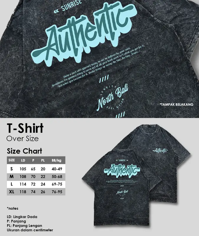 Kaos Washing Oversize Unisex "AUTHENTIC" 3