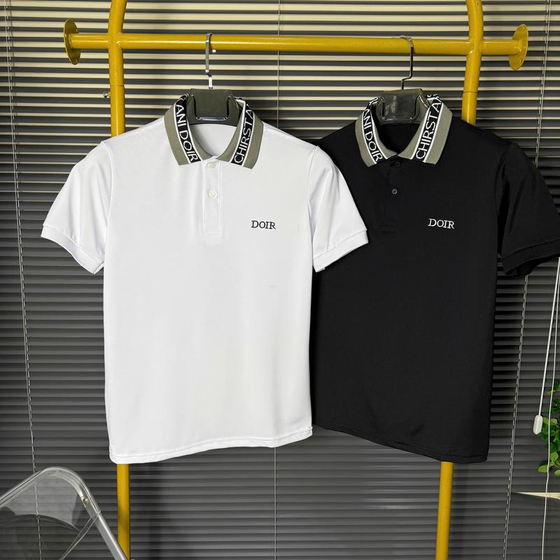 Áo thun nam cổ trụ genz thêu logo thời trang chất vải cotton co giãn thoáng khí mã dz01`1