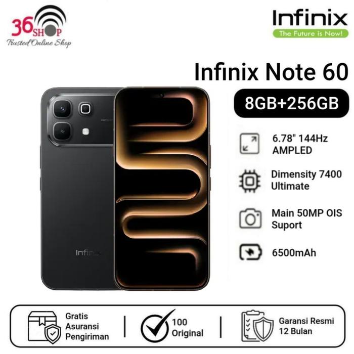 Gambar Infinix Note 60 5G 8GB+256GB Display 144Hz 6.78" 1.5K AMPLED Prosessor Mediatek Dimensity 7400 Ultimate Main Camera 50MP With OIS Battery 6500mAh  NFC Supported Garansi Resmi 1 Tahun - 8/256 MIDNIGHT BLACK dari 3636.Shop Kota Administrasi Jakarta Barat Tokopedia