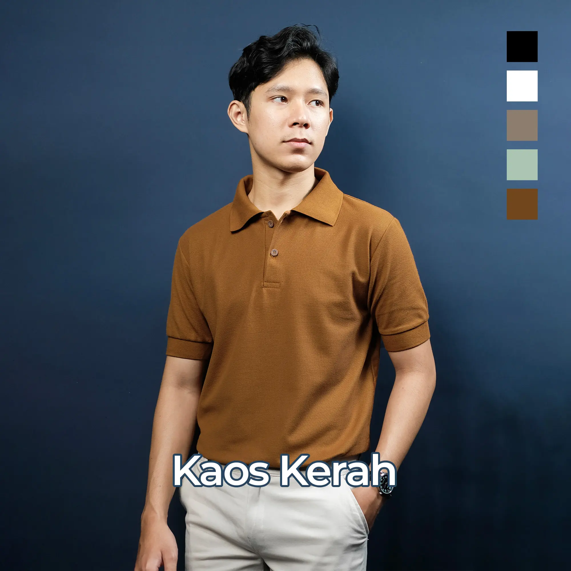Fatto A Mano Kaos Kerah Pria / Kaos Wangki Cowok Reguler Fit Atasan Cowo