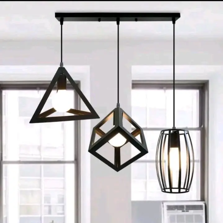 Lampu gantung 3in1 oval+bohlam 3 warna putih 3