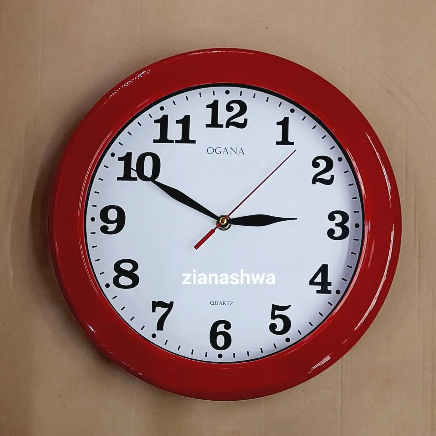 JAM DINDING OGANA 8888 POLOS MOTIF KAYU DIAMETER 30 CM Plastik