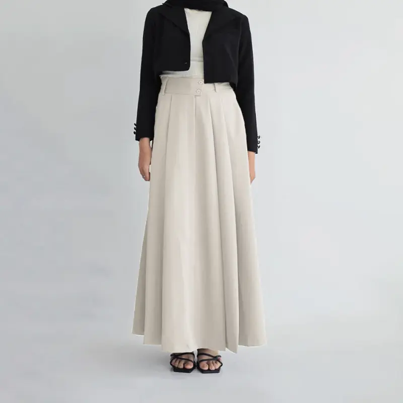 Louvee - Flowy Skirt Rok Wanita Rempel A Line Maxi kekinian style Wanita Panjang Tebal Waist Premium Casual 2